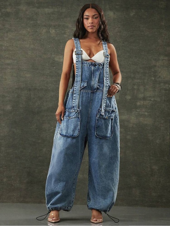 Denim - Balloon Denim Overalls - Blue Women Jeans Overalls
